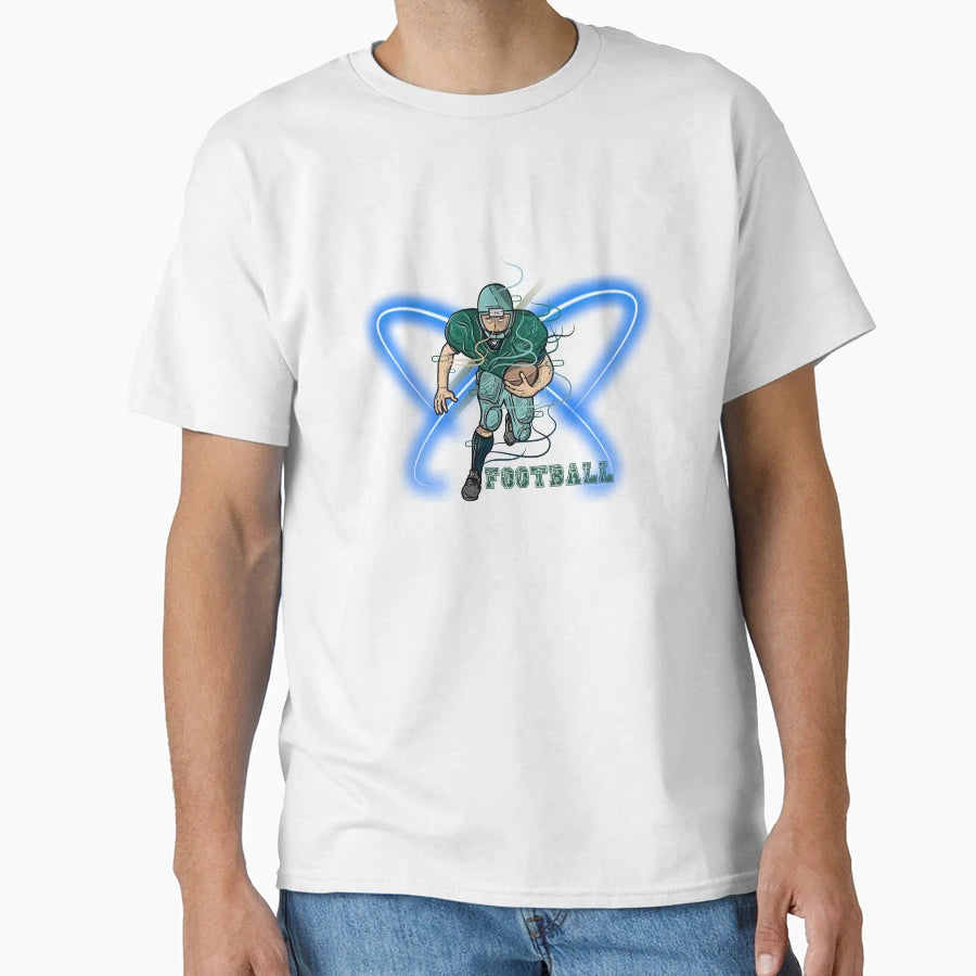 Football American Light Blue T-Shirt - Aesthetic Graphic for Adults - T-Shirt, Sweatshirt, Hoodie