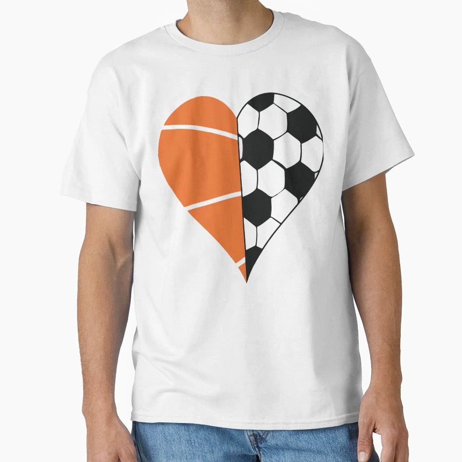 Soccer Basketball Ball Heart T-Shirt - Trendy Graphic Unisex - T-Shirt, Sweatshirt, Hoodie