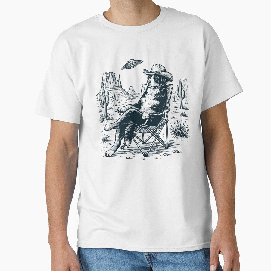 Vintage Bernese Mountain Dog Cowboy UFO Western Alien - Adult & Kids T-Shirts, Sweatshirts & Hoodies apparel design preview 1