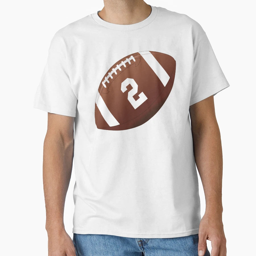 American Football Ball Number 2 Two T-Shirt - Aesthetic Graphic Unisex - T-Shirt, Sweatshirt, Hoodie