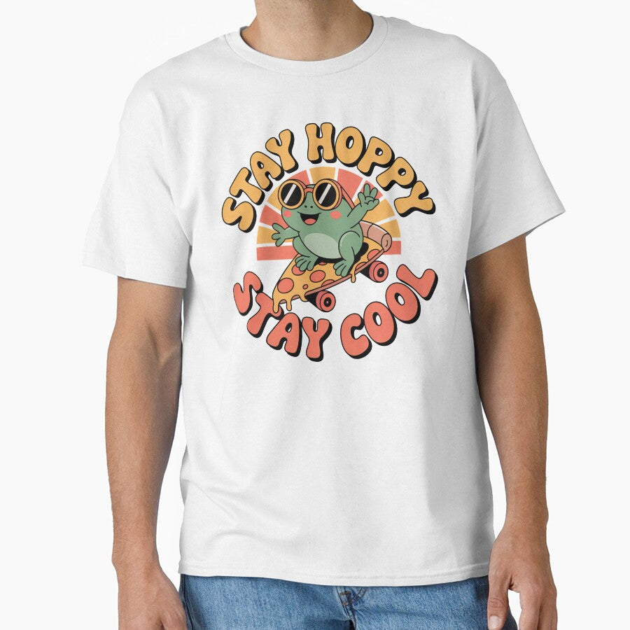 Kawaii Frog, Cute Riding On A Pizza Slice by - Adult & Kids T-Shirts, Sweatshirts & Hoodies apparel design preview 1