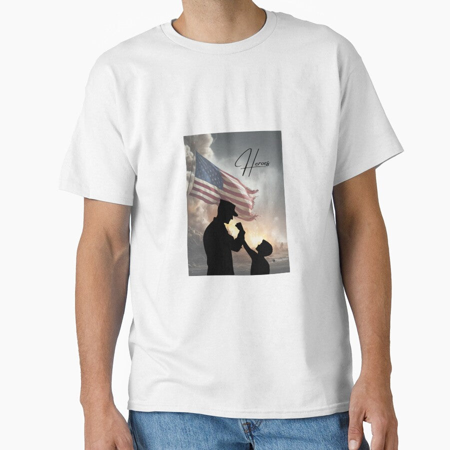 Heroes United: Flag, Father, Son by ValorVerse - Adult & Kids T-Shirts, Sweatshirts & Hoodies apparel design preview 1