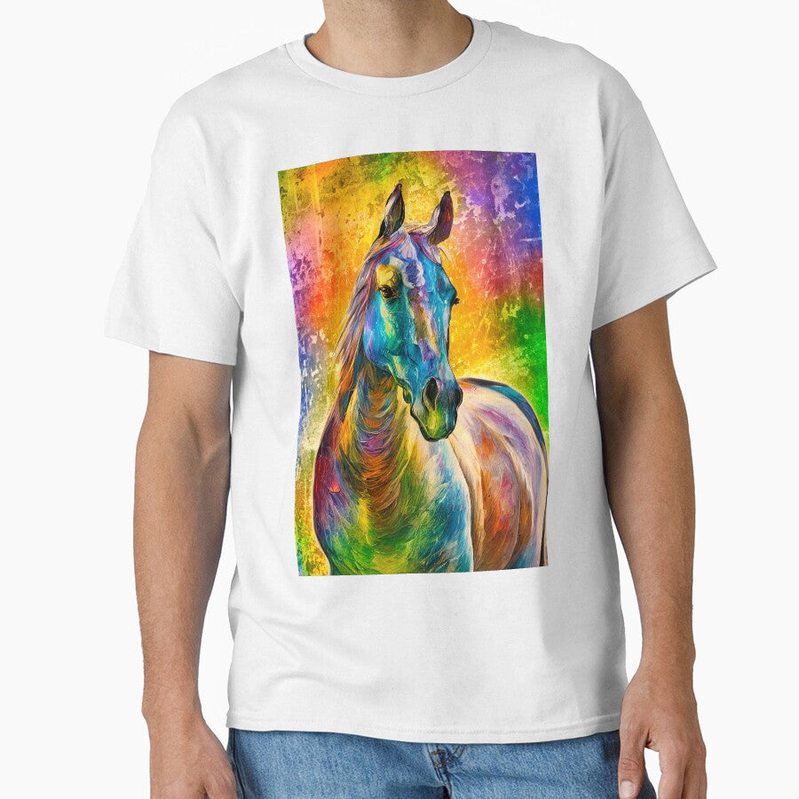 Colorful Arabian horse on a rusty metal background - Adult & Kids T-Shirts, Sweatshirts & Hoodies apparel design preview 1
