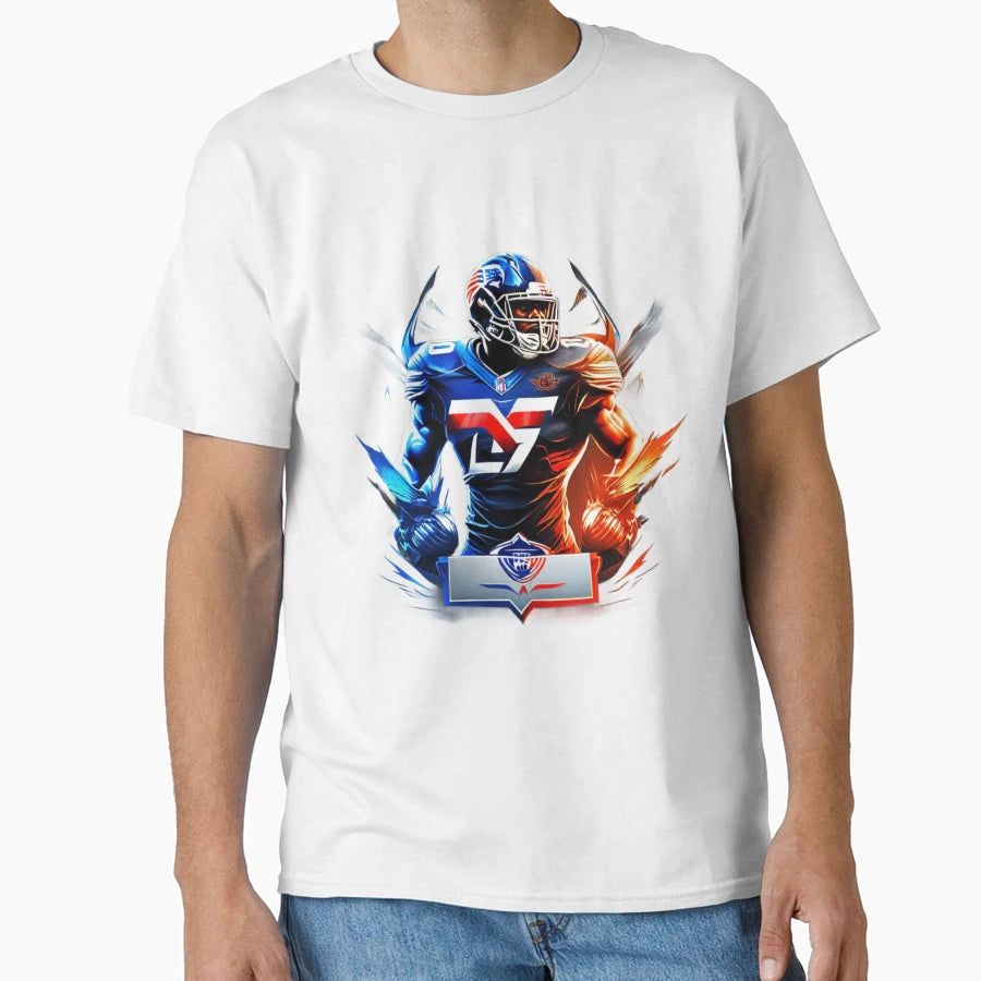 Strong Football Player Holding Football T-Shirt - Novelty Apparel Unisex - T-Shirt, Sweatshirt, Hoodie