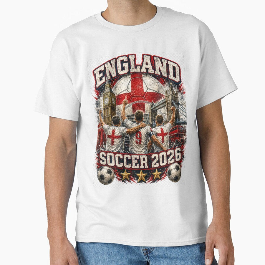 England Soccer 2026 Football Fan Gift Three Lions by - Adult & Kids T-Shirts, Sweatshirts & Hoodies apparel design preview 1