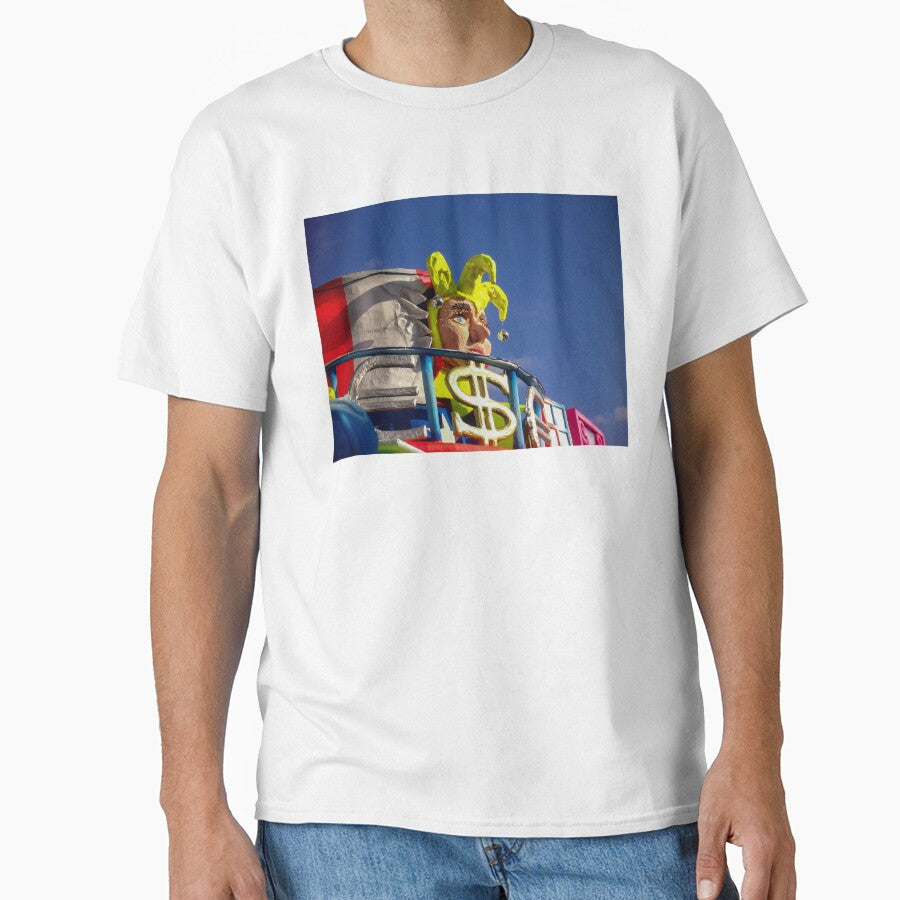 Colorful Satirical Carnival Float With Jester Head - Adult & Kids T-Shirts, Sweatshirts & Hoodies apparel design preview 1