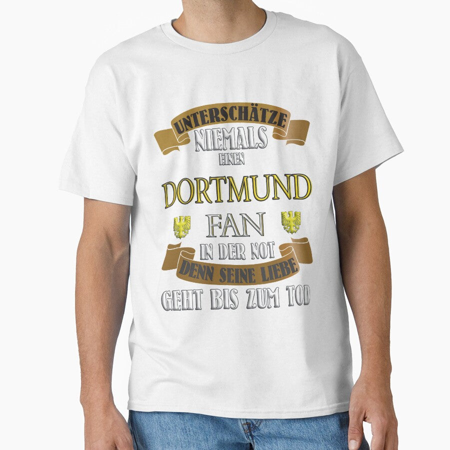 NEVER underestimate a DORTMUND FAN by Momentfaenger - Adult & Kids T-Shirts, Sweatshirts & Hoodies apparel design preview 1