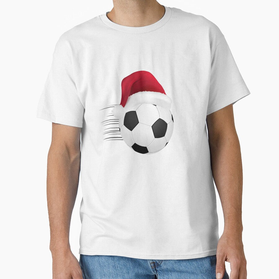 Soccer football Christmas Ball Santa Hat Funny Sport - Adult & Kids T-Shirts, Sweatshirts & Hoodies apparel design preview 1