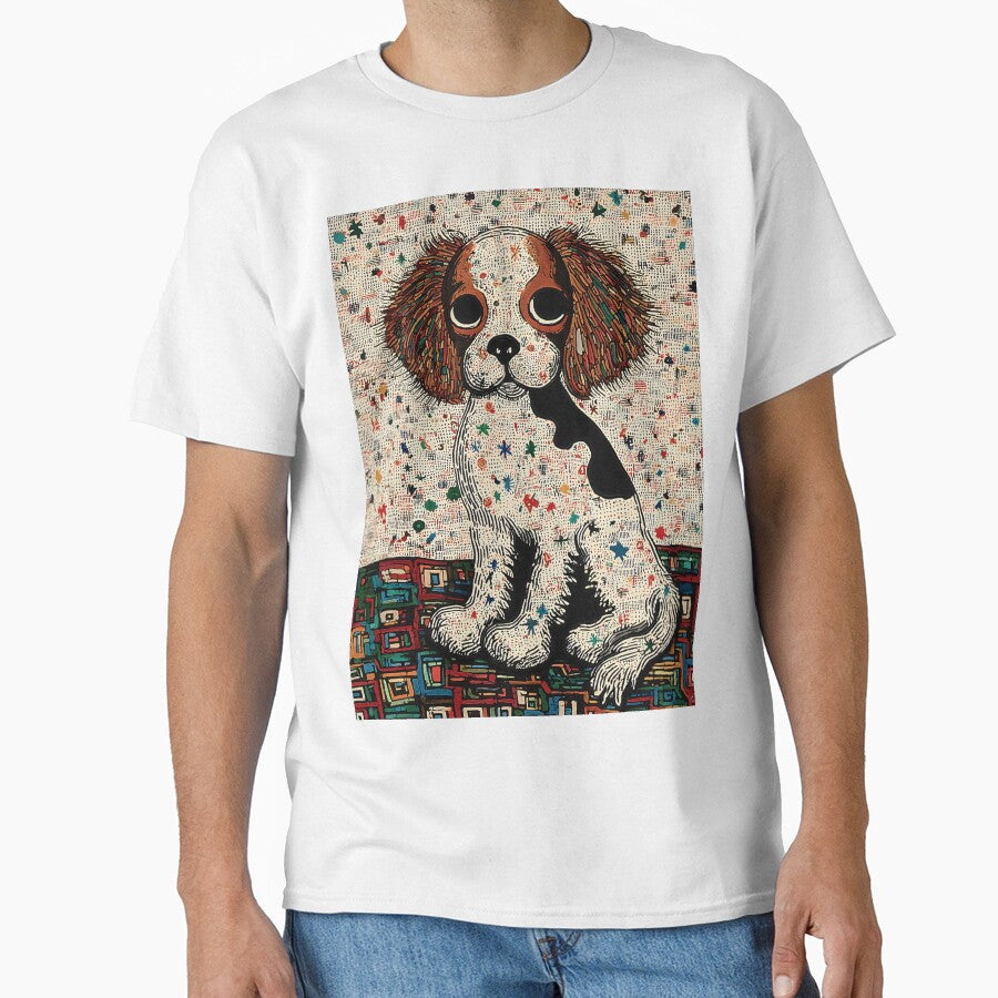 Colorful Cavalier King Charles Spaniel Dog with Large - Adult & Kids T-Shirts, Sweatshirts & Hoodies apparel design preview 1