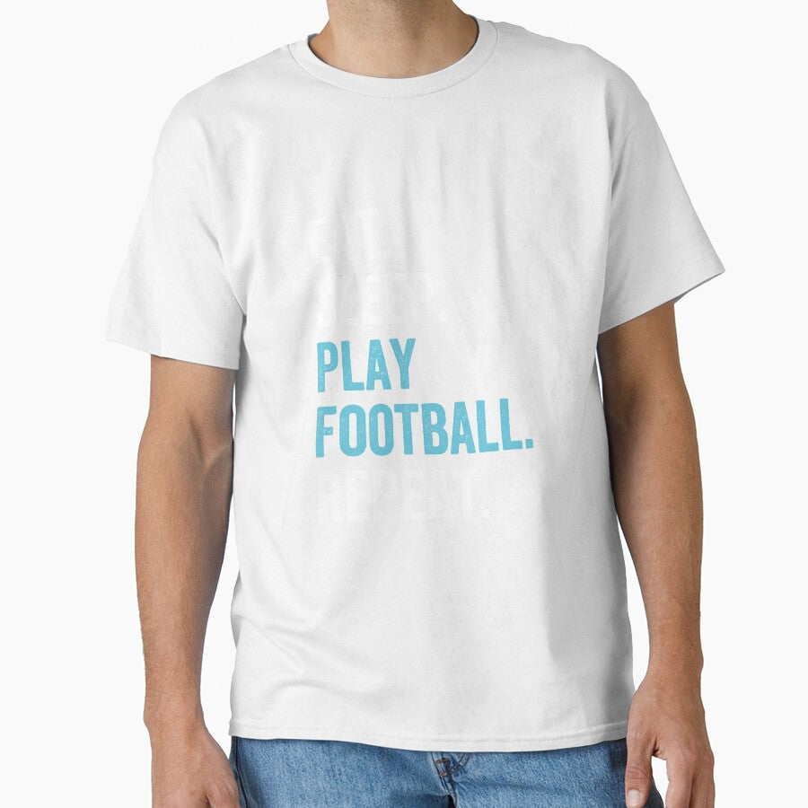Eat Sleep play Football Repeat by kjatrendytees - Adult & Kids T-Shirts, Sweatshirts & Hoodies apparel design preview 1