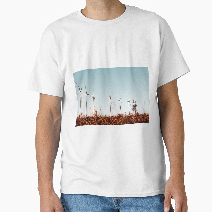 Desert and windmill with blue sky in California, USA - Adult & Kids T-Shirts, Sweatshirts & Hoodies apparel design preview 1