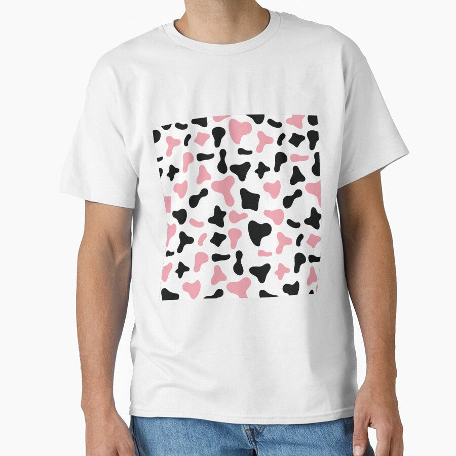 Black Pink Cow Pattern on White Holstein by - Adult & Kids T-Shirts, Sweatshirts & Hoodies apparel design preview 1