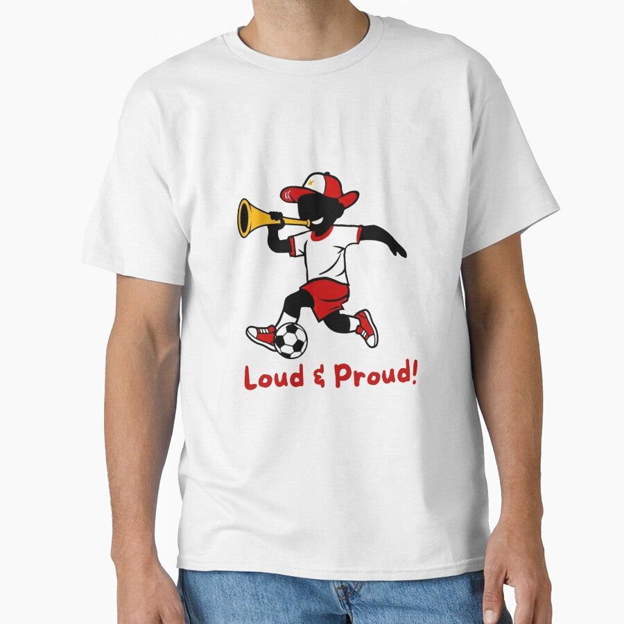 Loud And Proud Cartoon Soccer Fan Mascot by PMTaurus - Adult & Kids T-Shirts, Sweatshirts & Hoodies apparel design preview 1