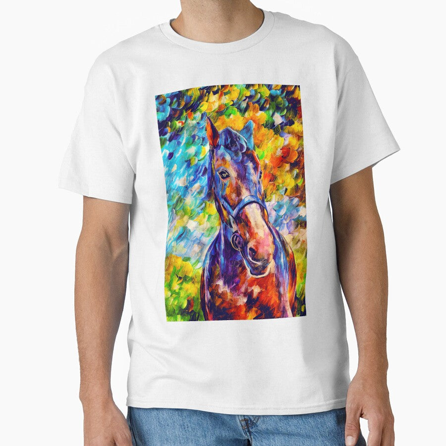 Colorful portrait of a friendly horse digital - Adult & Kids T-Shirts, Sweatshirts & Hoodies apparel design preview 1