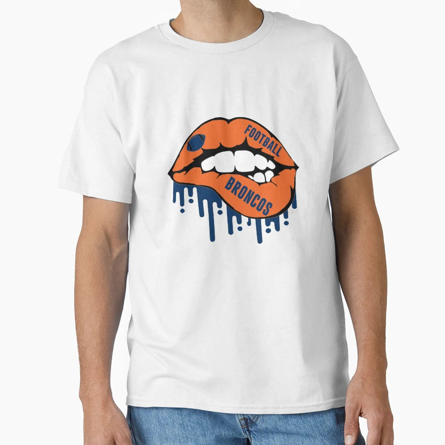 Denver Football Lips T-Shirt - Trendy Graphic Unisex - T-Shirt, Sweatshirt, Hoodie
