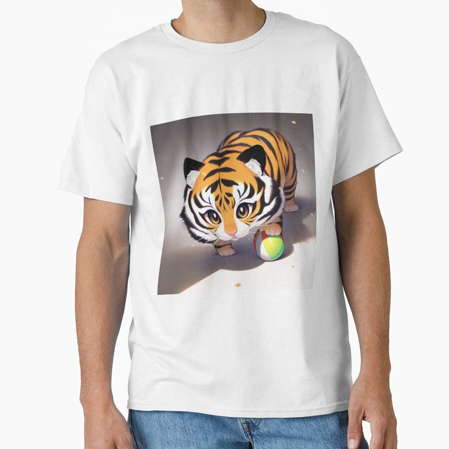 Cute Baby Tiger Playing With Ball by BAYFAIRE - Adult & Kids T-Shirts, Sweatshirts & Hoodies apparel design preview 1