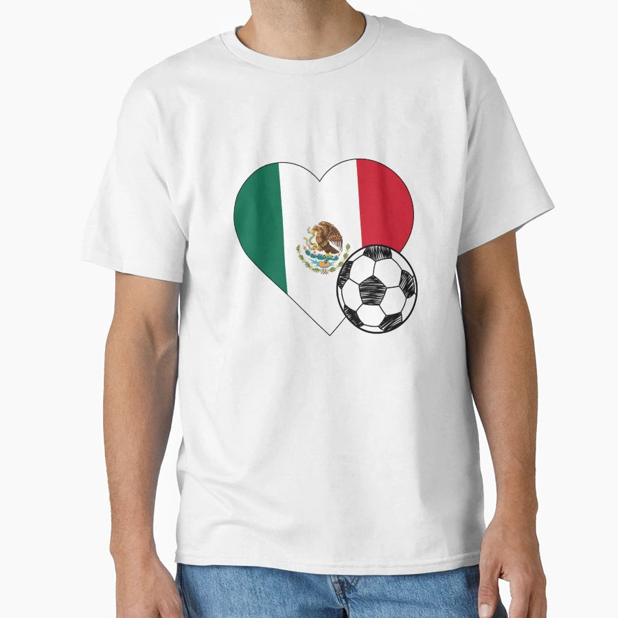 Mexico Soccer Heart T-Shirt - Graphic Print Unisex - T-Shirt, Sweatshirt, Hoodie
