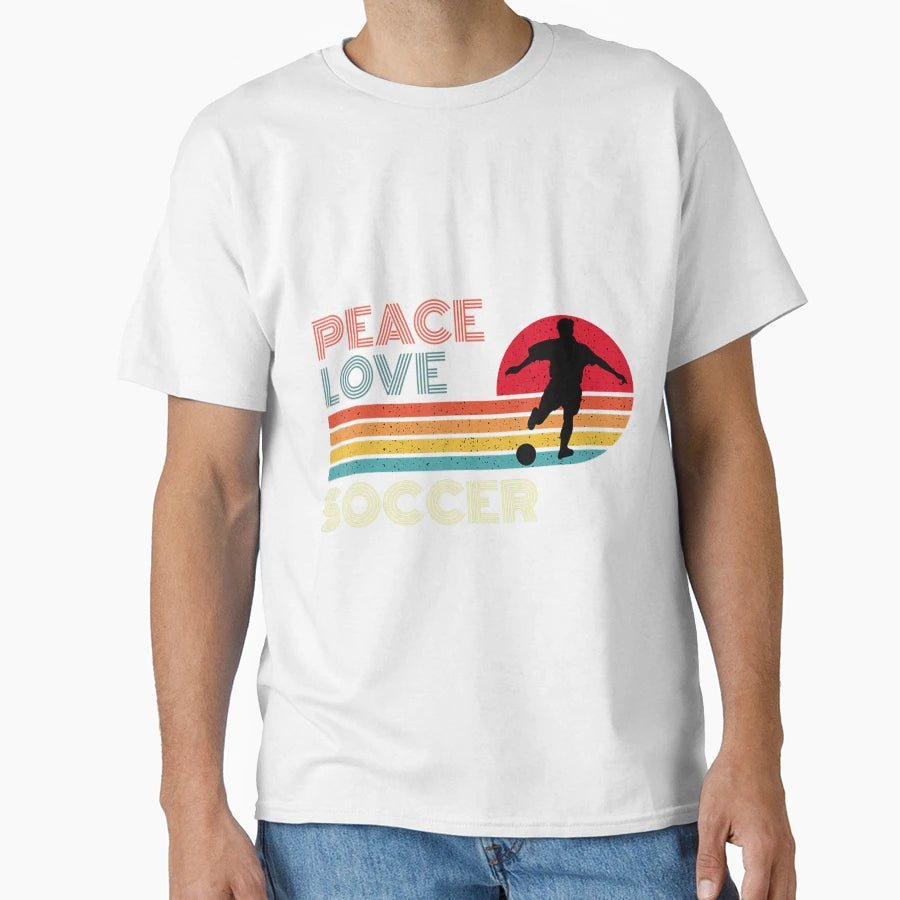 Peace Love Soccer Striped Sunset Sport T-Shirt - Minimalist Print Unisex - T-Shirt, Sweatshirt, Hoodie