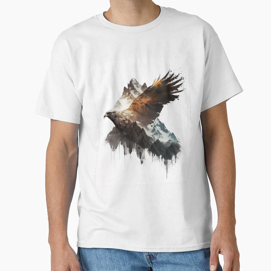 An eagle flying over a mountain range by klimov0101 - Adult & Kids T-Shirts, Sweatshirts & Hoodies apparel design preview 1