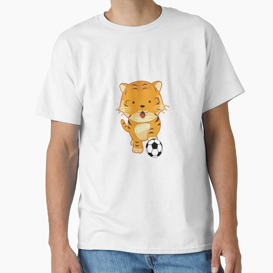 Cute Tiger Holding Soccer Ball by ijdesigns - Adult & Kids T-Shirts, Sweatshirts & Hoodies apparel design preview 1