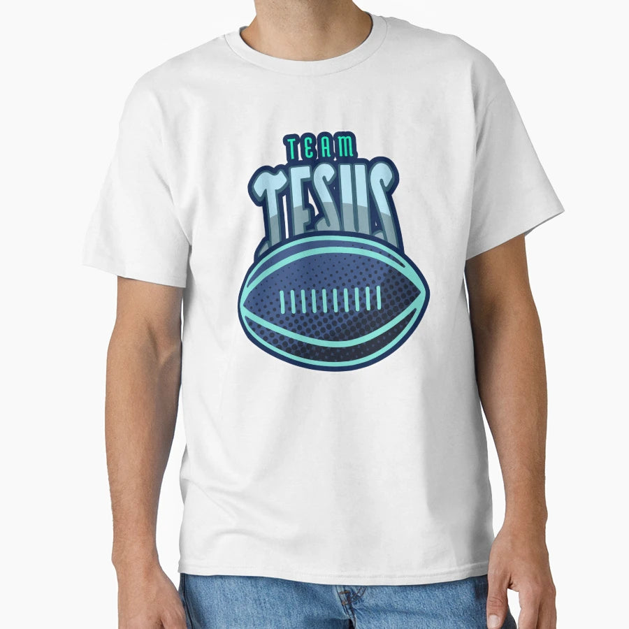 Team Jesus Blue Football Christian T-Shirt - Unique Graphic Men Women - T-Shirt, Sweatshirt, Hoodie