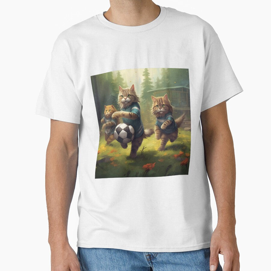Brother Cats Are Playing Soccer in the Forest by - Adult & Kids T-Shirts, Sweatshirts & Hoodies apparel design preview 1