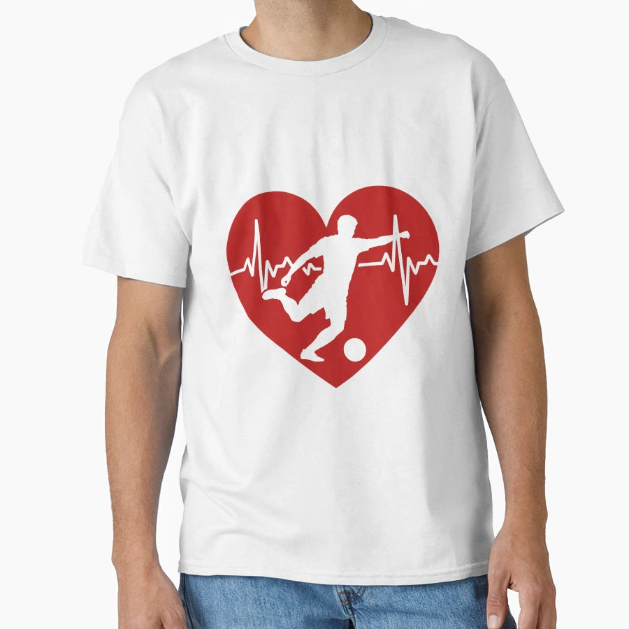 Soccer Player Heartbeat Valentines T-Shirt - Custom Art Print for Adults - T-Shirt, Sweatshirt, Hoodie