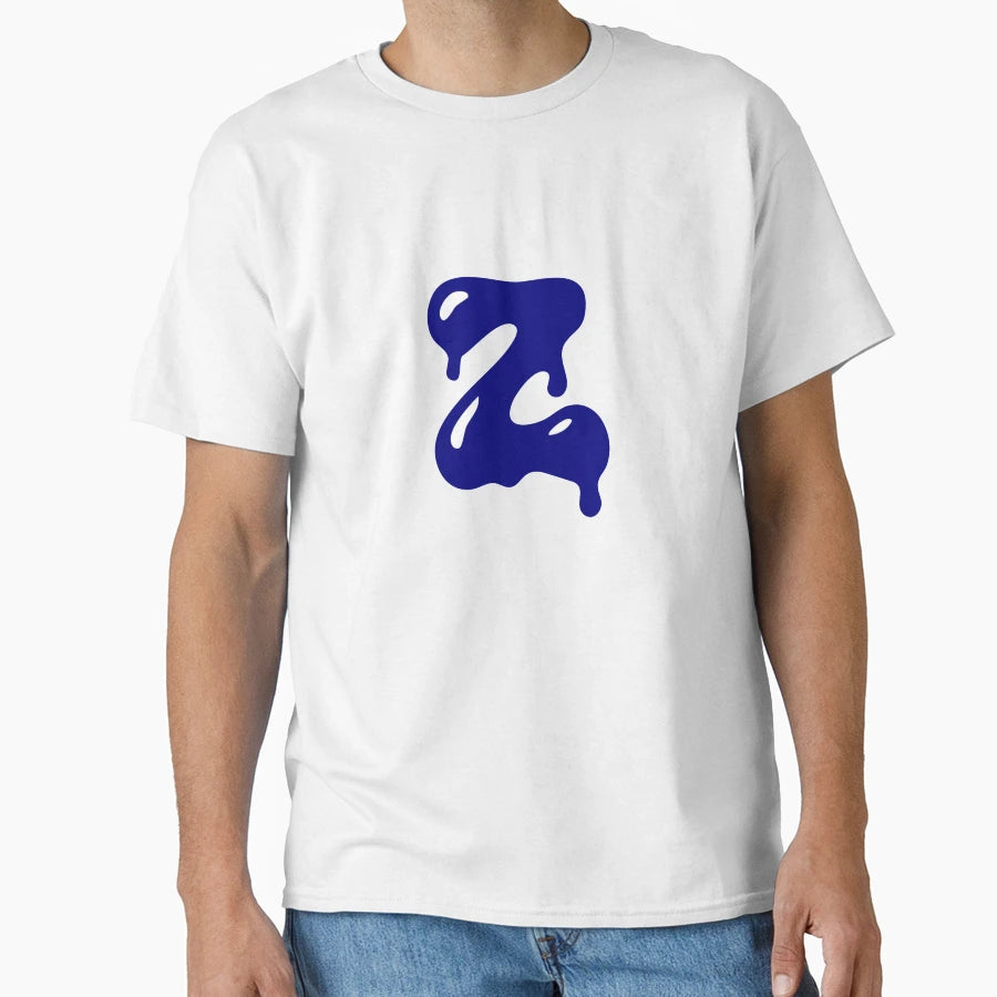 Glossy Dark Blue Liquid Letter Z T-Shirt - Fun Novelty Design Men Women - T-Shirt, Sweatshirt, Hoodie