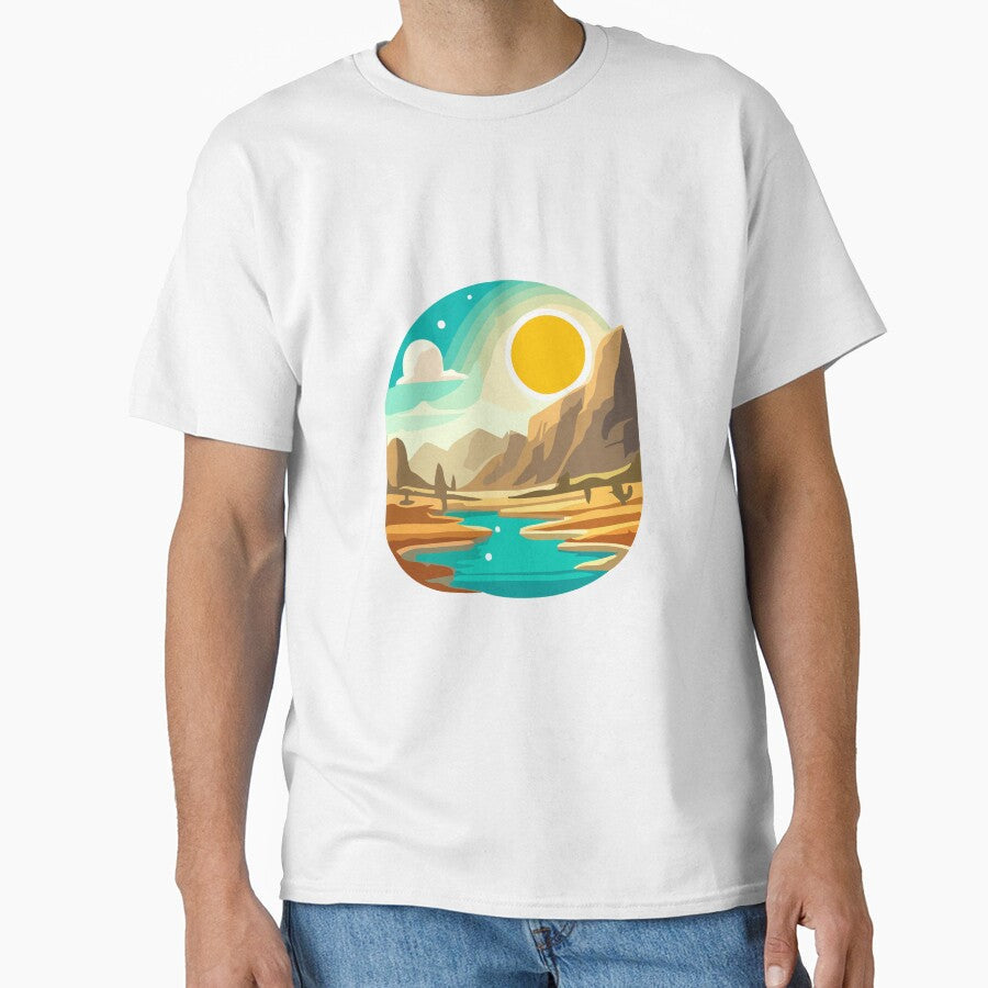 Serene Desert Landscape Kawaii Nature by Akioos - Adult & Kids T-Shirts, Sweatshirts & Hoodies apparel design preview 1
