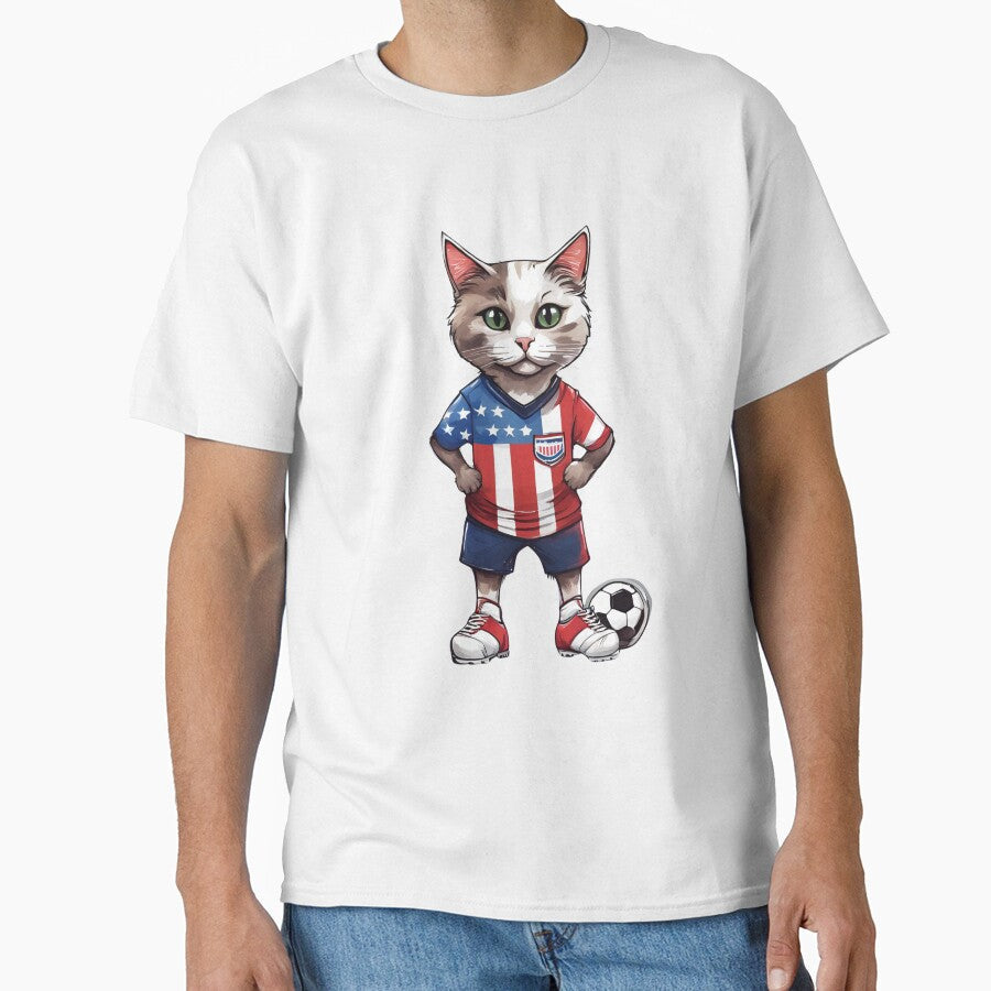 USA Sports Team: a Cat wearing colours of American - Adult & Kids T-Shirts, Sweatshirts & Hoodies apparel design preview 1