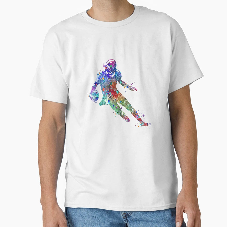 American Football Player Watercolor T-Shirt - Casual Everyday Wear Unisex - T-Shirt, Sweatshirt, Hoodie