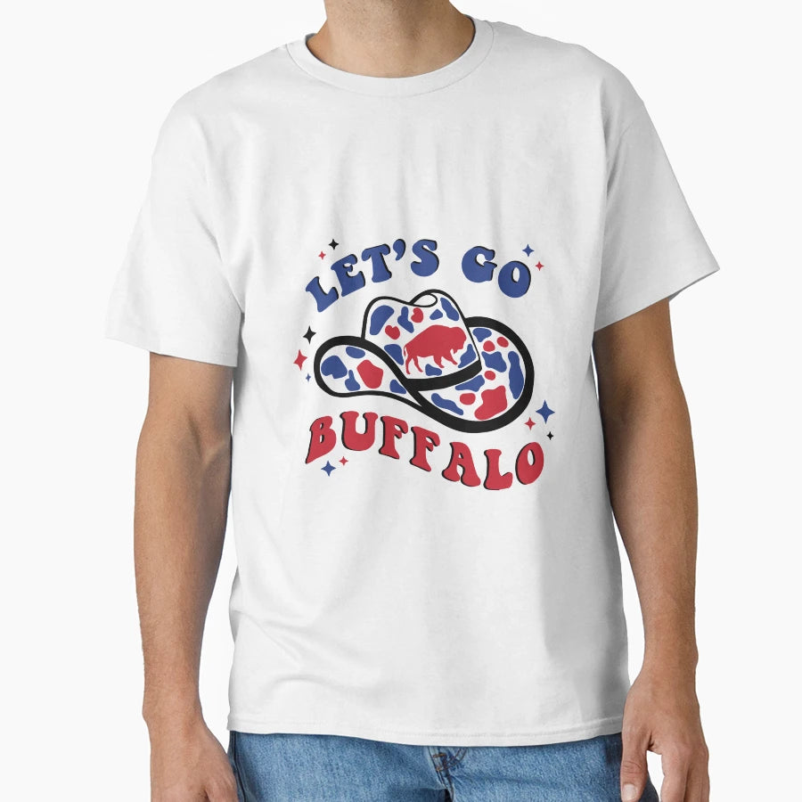 Lets Go Buffalo Football Cowboy Hat T-Shirt - Fun Novelty Design Men Women - T-Shirt, Sweatshirt, Hoodie