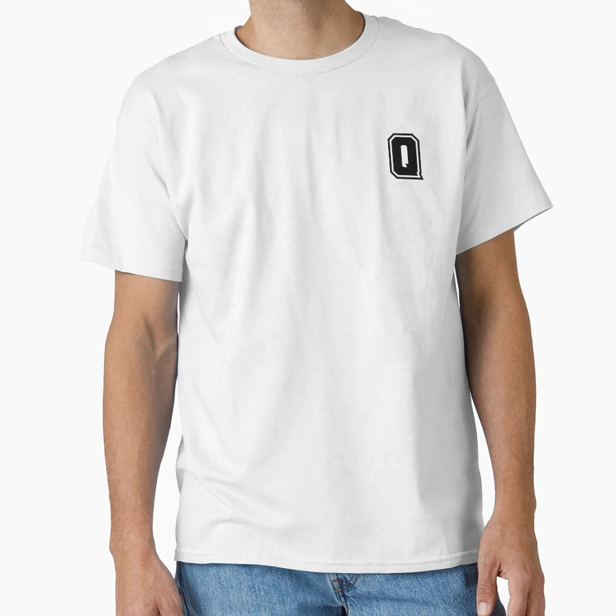Black Q Stylized Initial Alphabet Letter T-Shirt - Graphic Print Men Women - T-Shirt, Sweatshirt, Hoodie