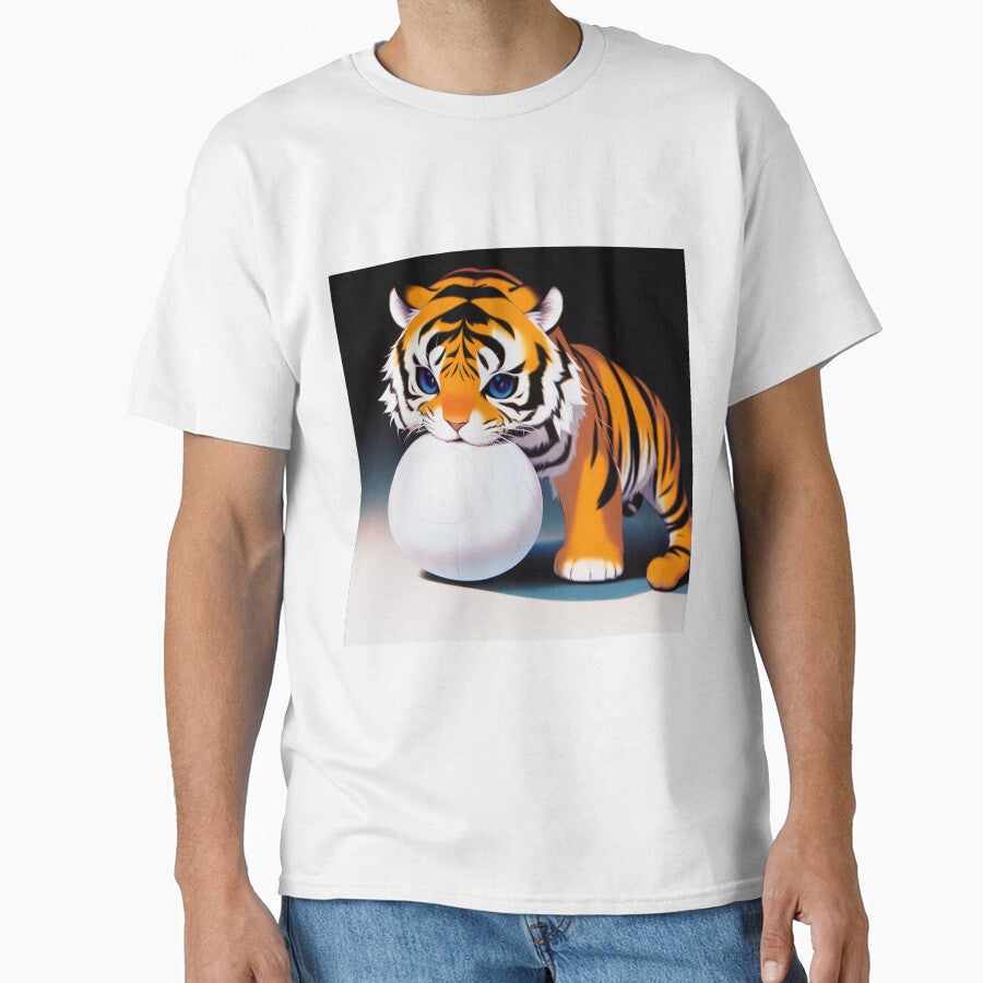 Cute Baby Tiger Playing with Soccer Ball by BAYFAIRE - Adult & Kids T-Shirts, Sweatshirts & Hoodies apparel design preview 1