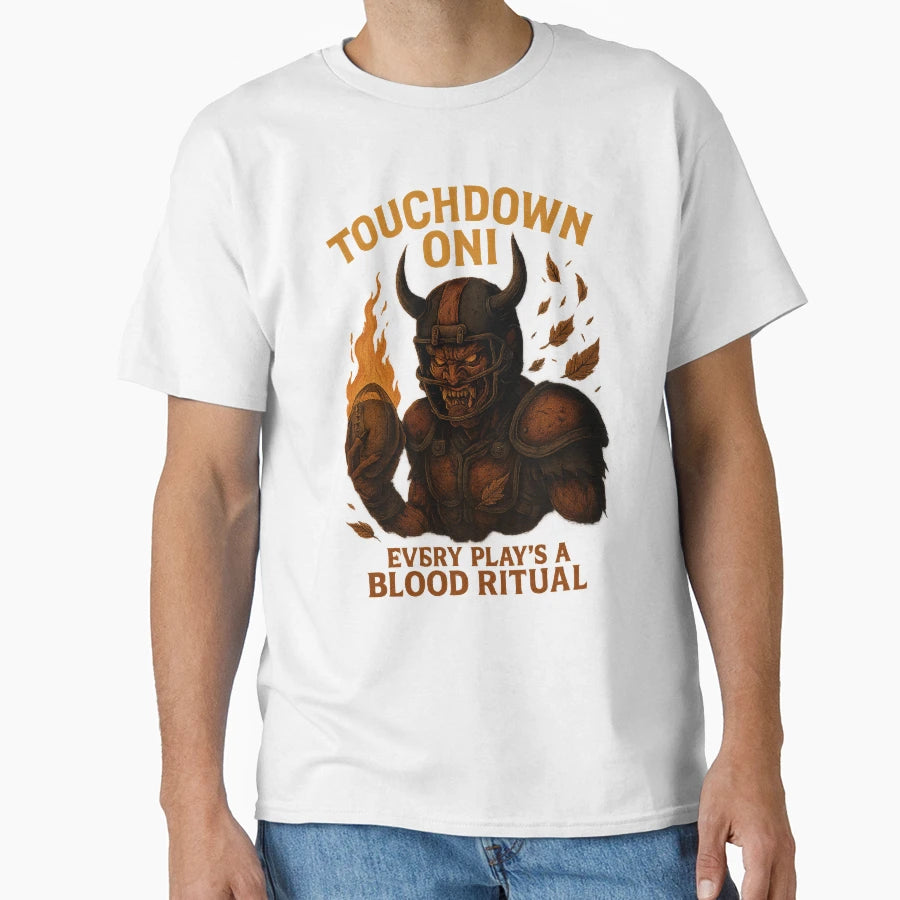Touchdown Oni Quarterback Chaos T-Shirt - Unique Graphic for Adults - T-Shirt, Sweatshirt, Hoodie