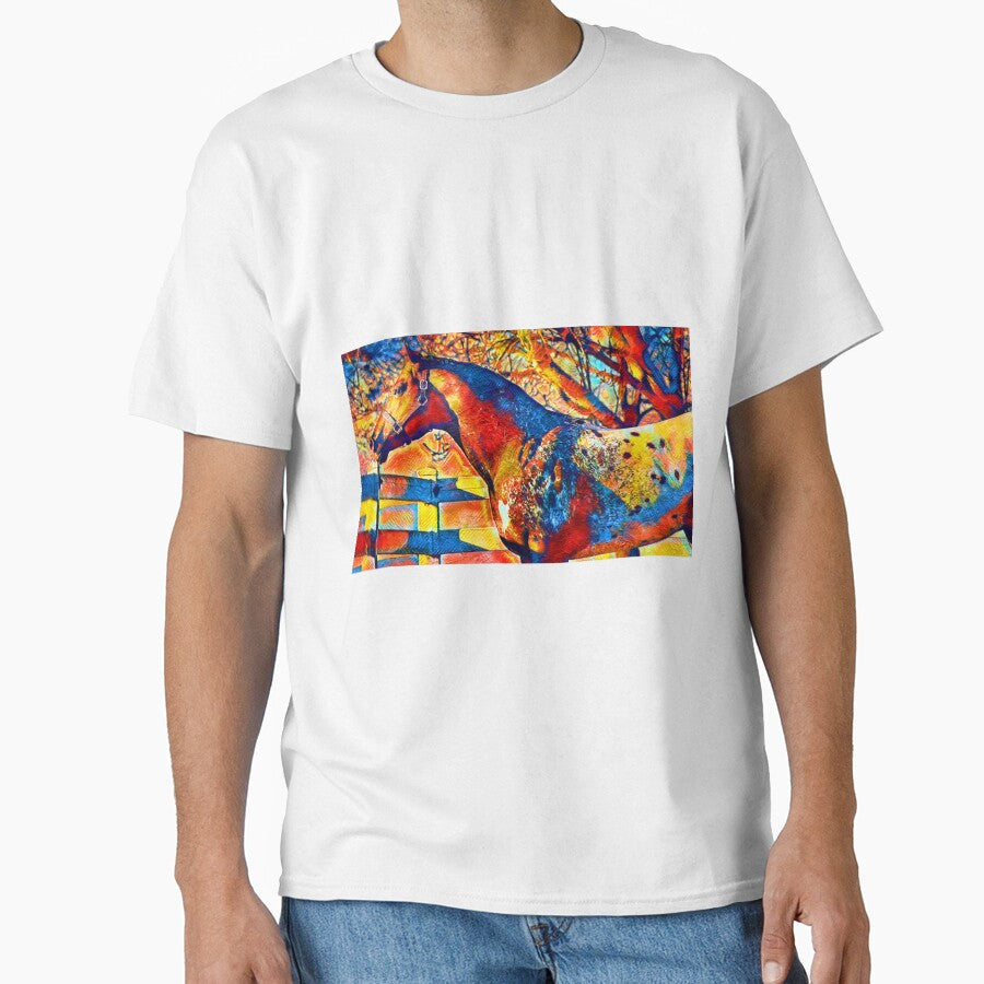 Appaloosa horse sitting near a tree and fence - Adult & Kids T-Shirts, Sweatshirts & Hoodies apparel design preview 1