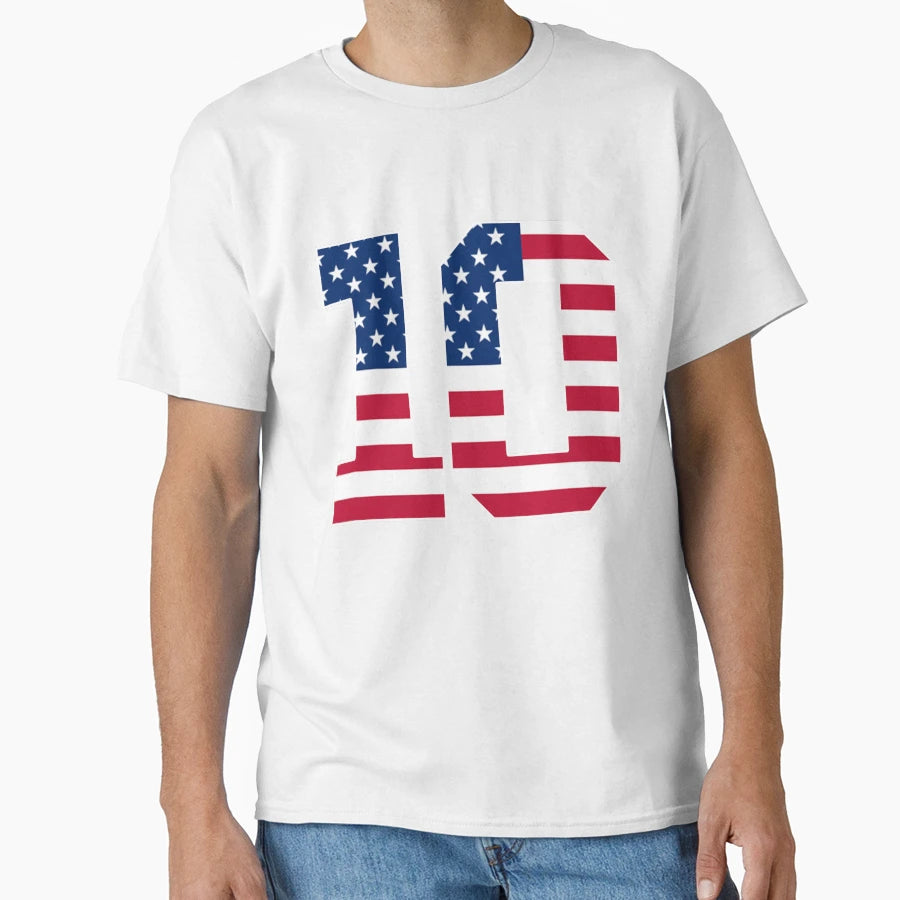 Number 10 American Flag Sports T-Shirt - Fun Novelty Design Men Women - T-Shirt, Sweatshirt, Hoodie