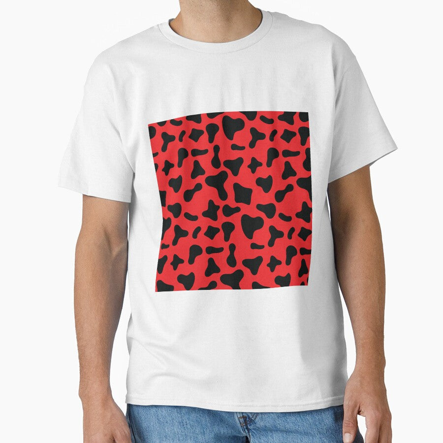 Black Cow Pattern on Red Holstein by Cow-Print-Stuff - Adult & Kids T-Shirts, Sweatshirts & Hoodies apparel design preview 1