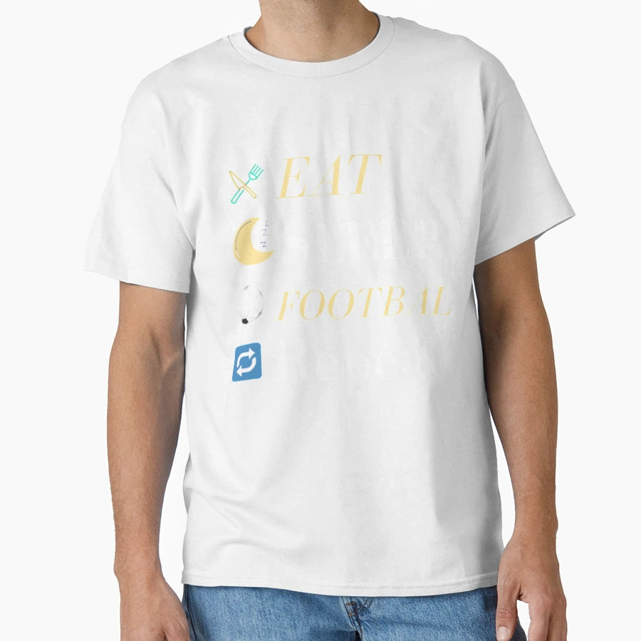 Eat Sleep Football Repeat T-Shirt - Minimalist Print for Adults - T-Shirt, Sweatshirt, Hoodie
