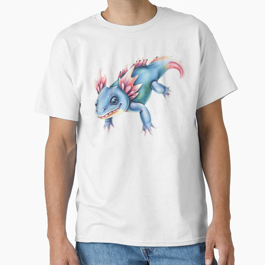 Playful Blue Axolotl Watercolor Art, Smiling - Adult & Kids T-Shirts, Sweatshirts & Hoodies apparel design preview 1