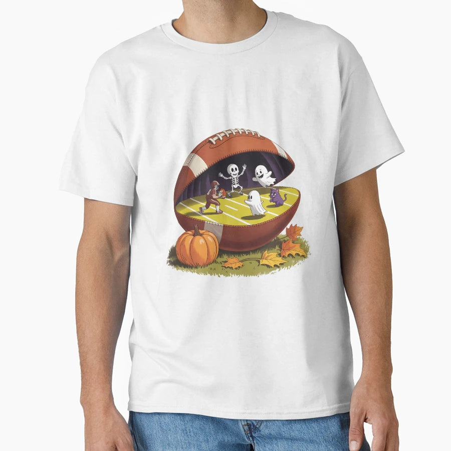 Halloween Fall Vibes Football Season T-Shirt - Novelty Apparel Men Women - T-Shirt, Sweatshirt, Hoodie