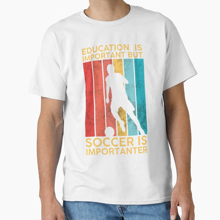 Education Is Important But Soccer Importanter Black - Adult & Kids T-Shirts, Sweatshirts & Hoodies apparel design preview 1