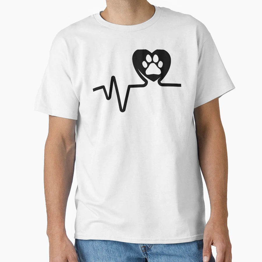 Heartbeat Cats Paw T-Shirt - Novelty Apparel for Adults - T-Shirt, Sweatshirt, Hoodie