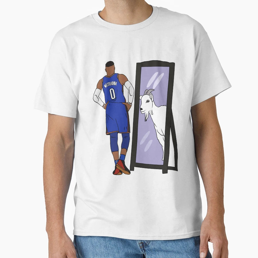 Russell Westbrook Mirror Goat Oklahoma T-Shirt - Minimalist Print Unisex - T-Shirt, Sweatshirt, Hoodie