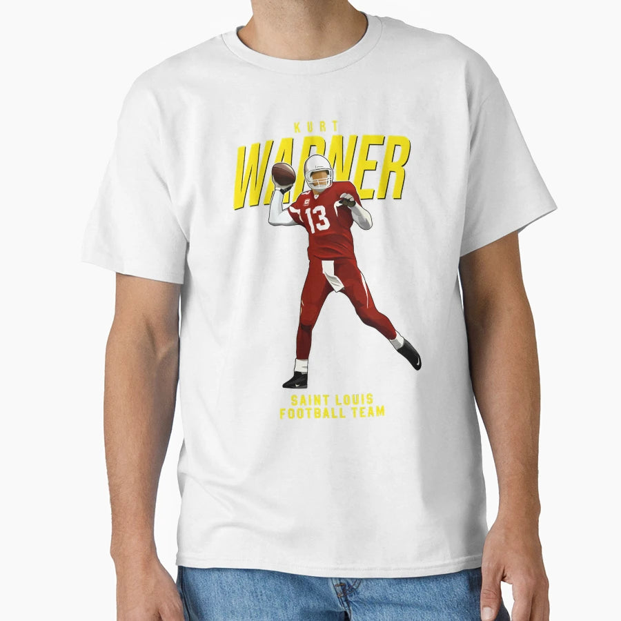 Kurt Warner 13 St Louis Football Team T-Shirt - Aesthetic Graphic Unisex - T-Shirt, Sweatshirt, Hoodie