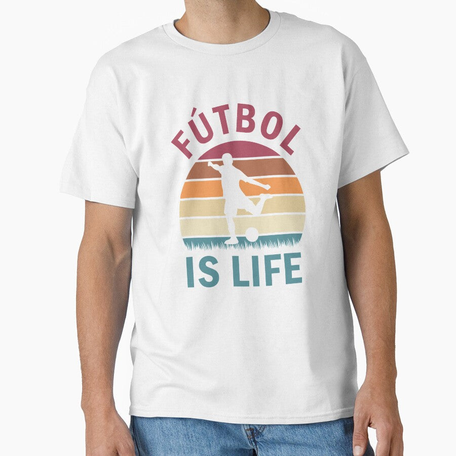 Fútbol Is Life Football and Soccer Lover Vintage - Adult & Kids T-Shirts, Sweatshirts & Hoodies apparel design preview 1