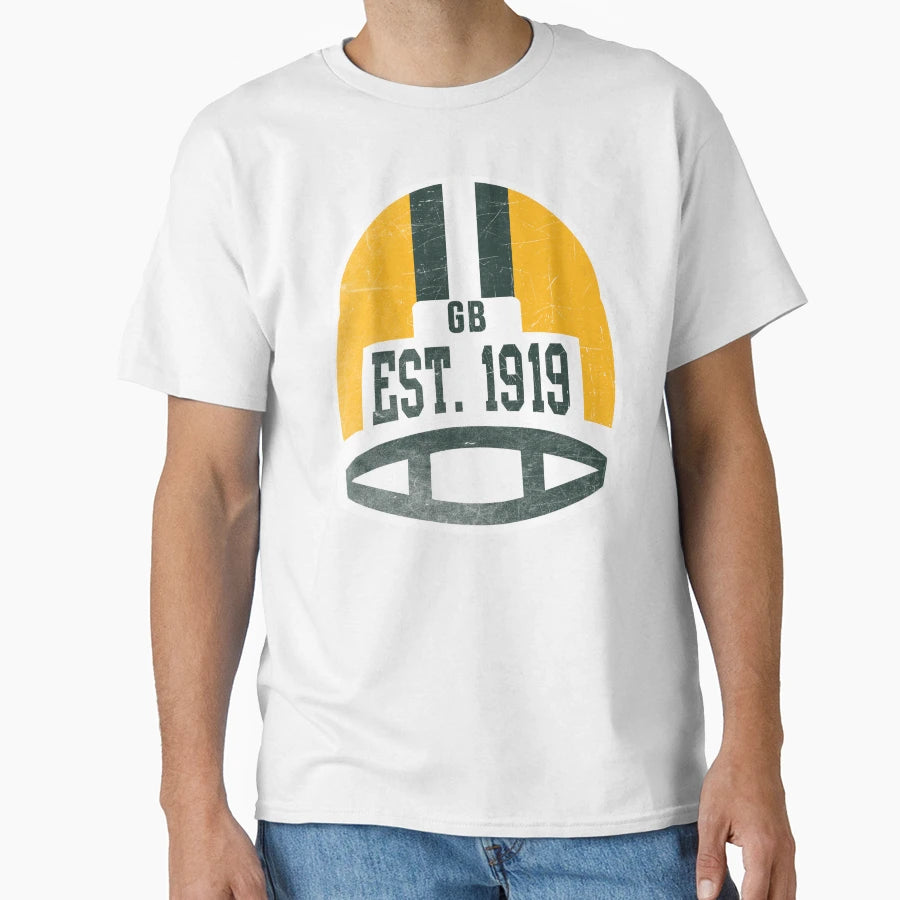 Green Bay Throwback Football Helmet T-Shirt - Unique Graphic Men Women - T-Shirt, Sweatshirt, Hoodie