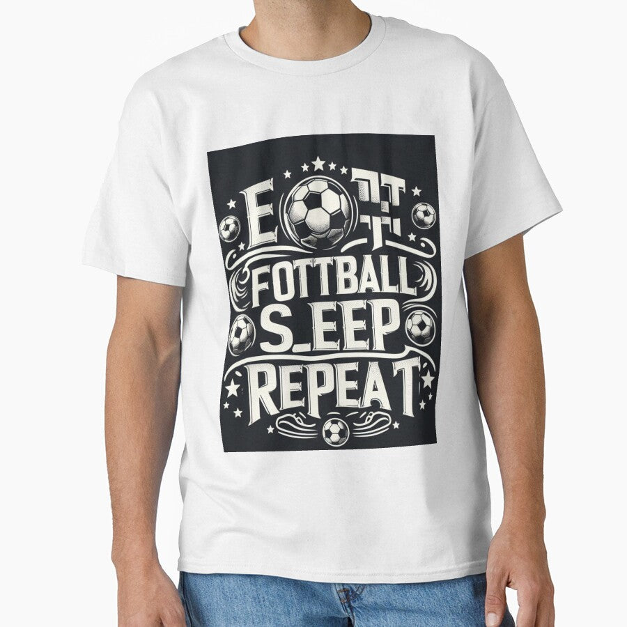 Eat Football sleep repat by storeofmylOVE - Adult & Kids T-Shirts, Sweatshirts & Hoodies apparel design preview 1