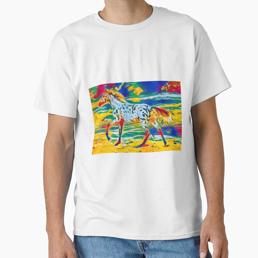 Colorful appaloosa horse walking digital painting by - Adult & Kids T-Shirts, Sweatshirts & Hoodies apparel design preview 1