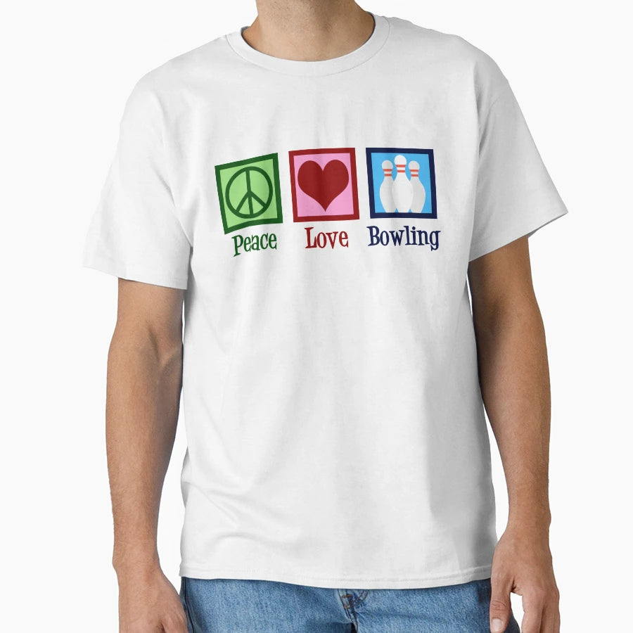 Peace Love Bowling T-Shirt - Graphic Print Men Women - T-Shirt, Sweatshirt, Hoodie